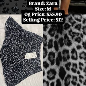 Zara Black and Gray Leopard Mini Skirt